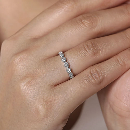 Gabriel & Co | 14K White Gold Geometric Diamond Stackable Ring