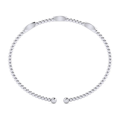 14K White Gold Bujukan Diamond Marquise Stations Bangle