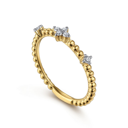 14K Yellow Gold Diamond Station Bujukan Stackable Ring