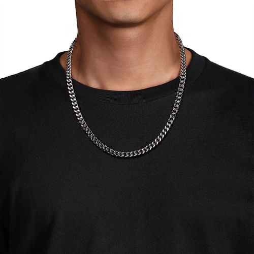925 Sterling Silver Solid Mens Diamond Cut Cuban Link Chain Necklace