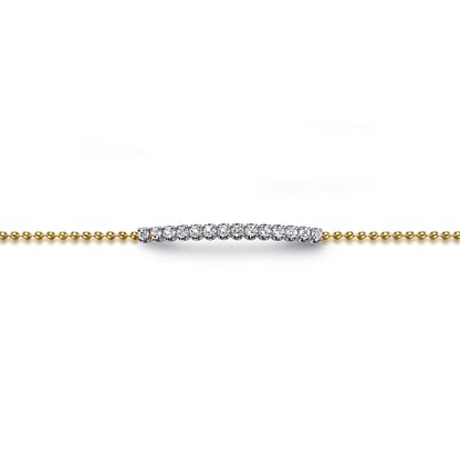 14K White and Yellow Gold White Sapphire Bar Bracelet