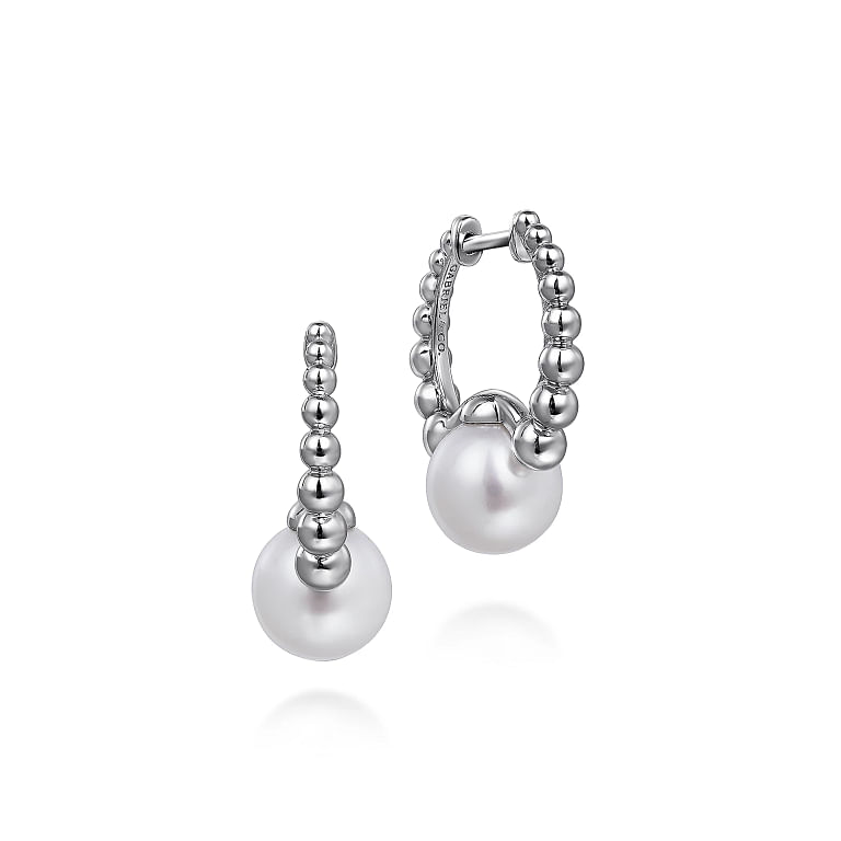 925 Sterling Silver Pearl Bujukan Huggies