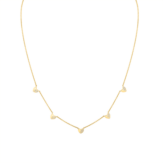 14K Eternelle Scattered Diamond Heart Charm Necklace