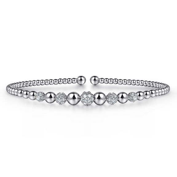 14K White Gold Bujukan Diamond Cuff Bracelet