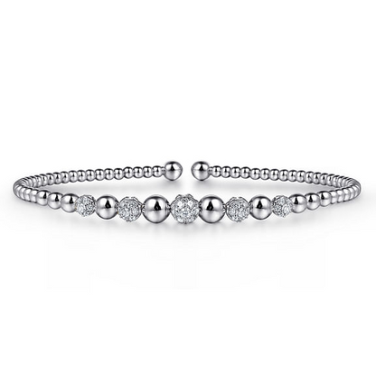 14K White Gold Bujukan Diamond Cuff Bracelet