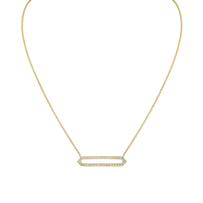 14K Shell Heritage Shell Tip Open Bar Diamond Necklace