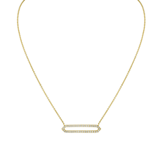 14K Shell Heritage Shell Tip Open Bar Diamond Necklace