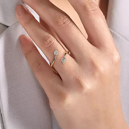 Gabriel & Co | 14K Yellow Gold Diamond By-pass Ladies Ring