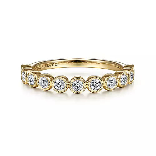 14K Yellow Gold Diamond Stackable Ring