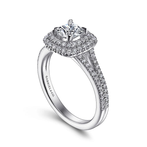 Bette - 14K White Gold Round Double Halo Diamond Engagement Ring