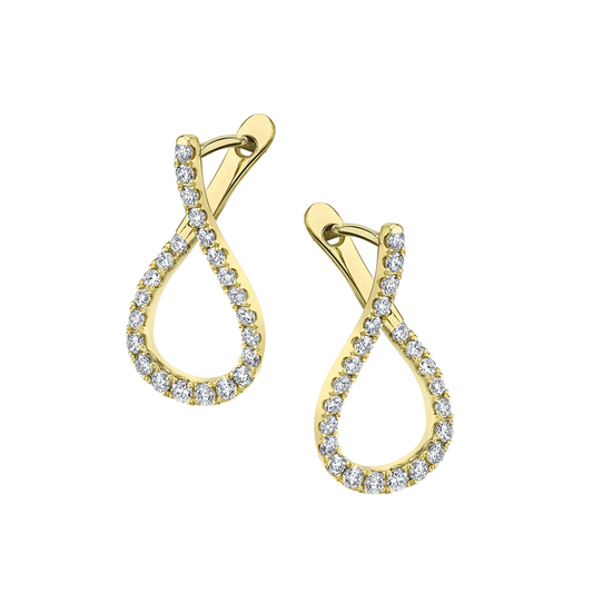 14K Unique Diamond Hoop Earrings