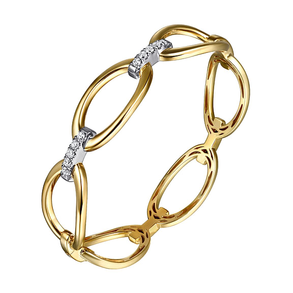 14K White & Yellow Gold Diamond Link Bangle