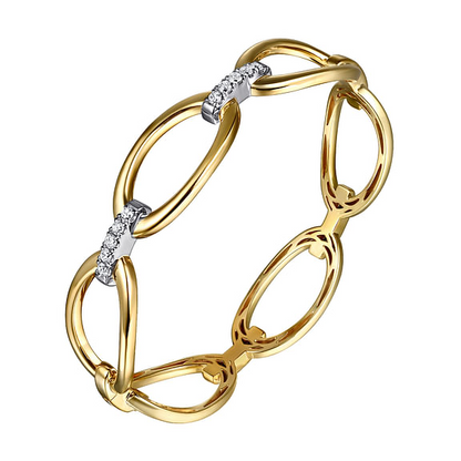 14K White & Yellow Gold Diamond Link Bangle