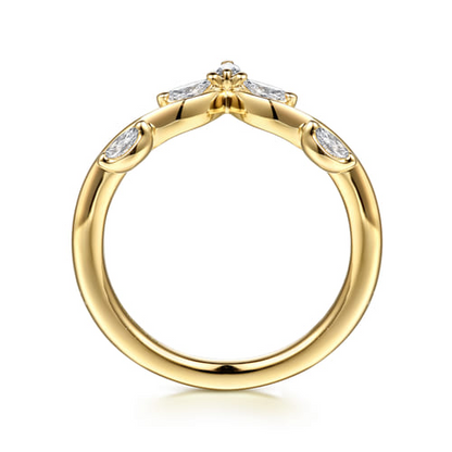 14K Yellow Gold Marquise Diamond Anniversary Band – Floral Nouveau Collection (.24 CTW)