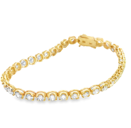 14K Yellow Gold Diamond Tennis Bracelet - 6.53 Carats