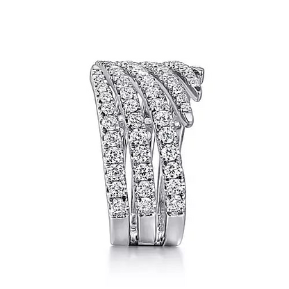 Gabriel & Co | 14K White Gold Diamond Spikes Bypass Ladies Ring