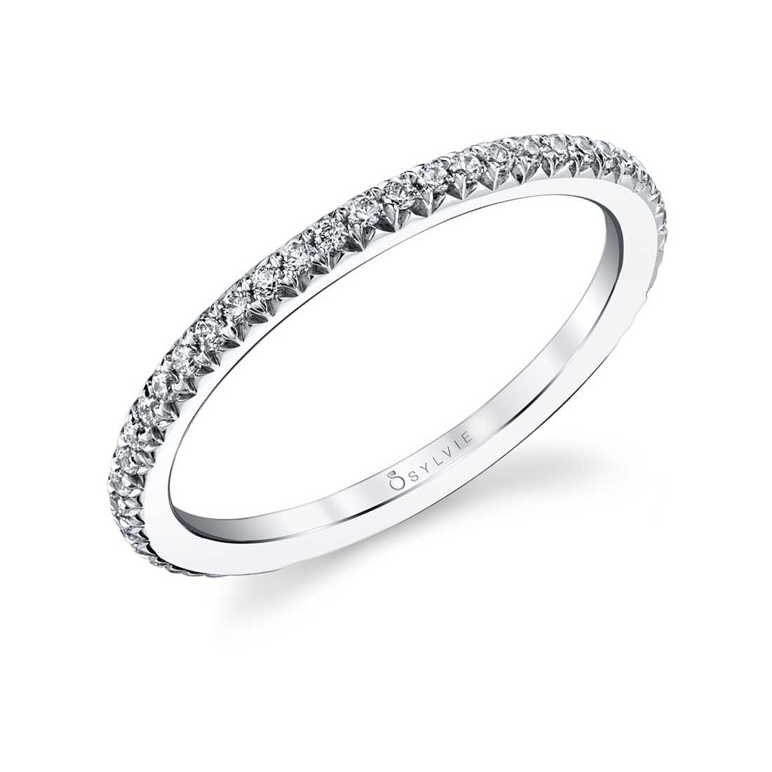 14K White Gold Diamond Wedding Band