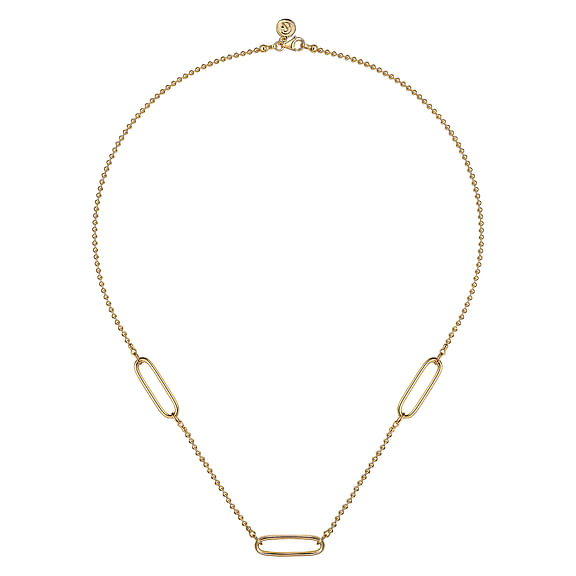 14K Yellow Plain Gold Bujukan and Link Station Necklace