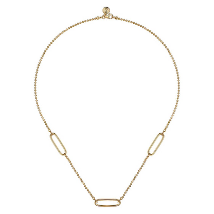 14K Yellow Plain Gold Bujukan and Link Station Necklace