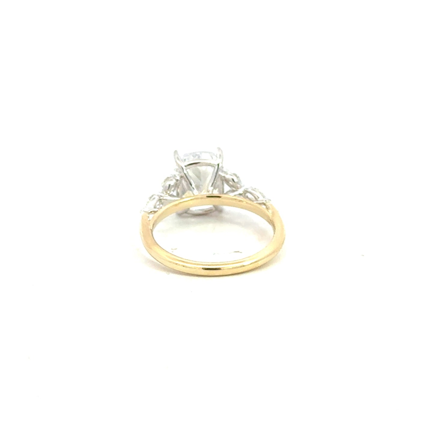 14K Two Tone Cushion Diamond Engagement Ring - 0.48 Carats