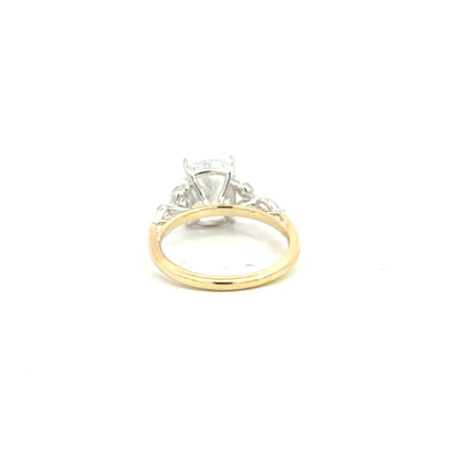 14K Two Tone Cushion Diamond Engagement Ring - 0.48 Carats