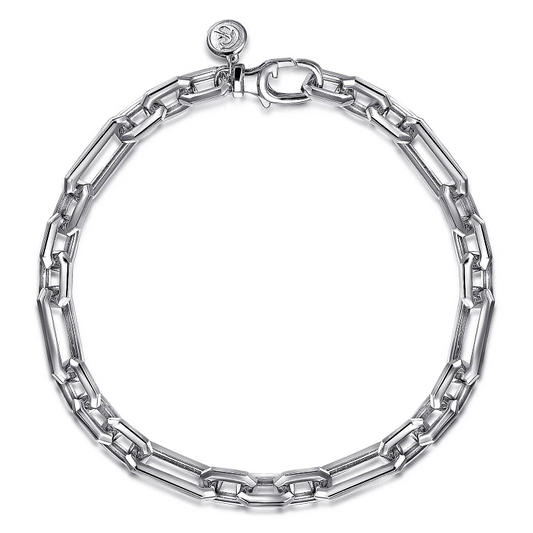 Sterling Silver Hollow Figaro Chain Bracelet