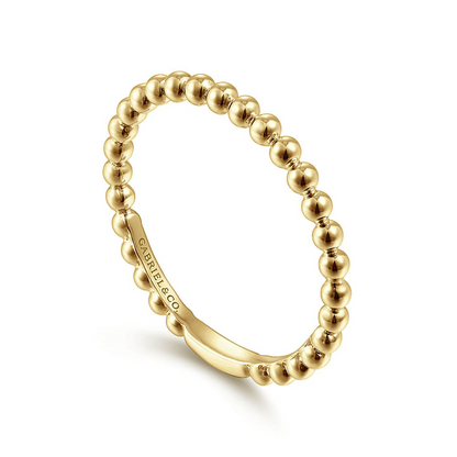 14K Yellow Gold Bujukan Beaded Stackable Ring