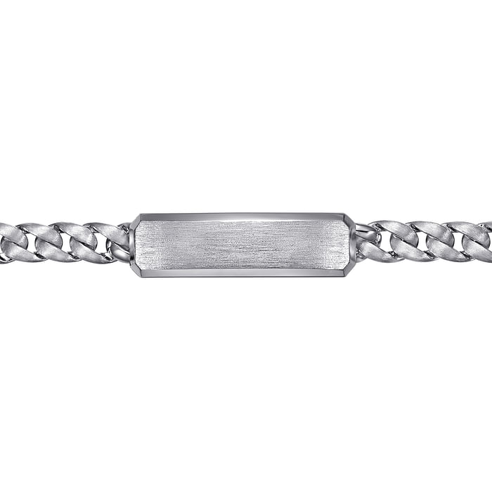 925 Sterling Silver ID Cuban Link Chain Mens Bracelet