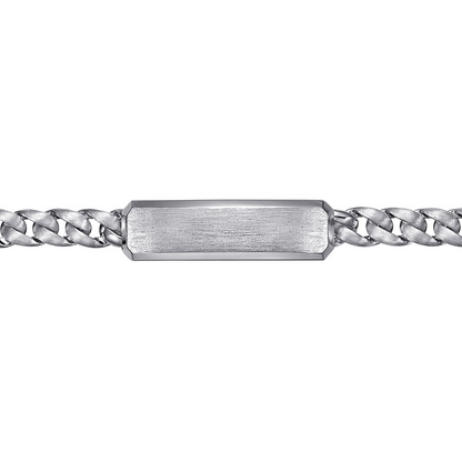 925 Sterling Silver ID Cuban Link Chain Mens Bracelet