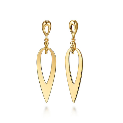 14K Yellow Gold Bujukan Stud Drop Earrings