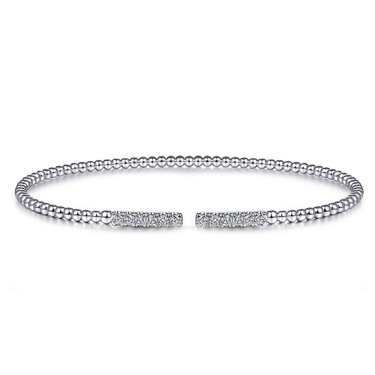 14K White Gold Bujukan Diamond Bars Bangle