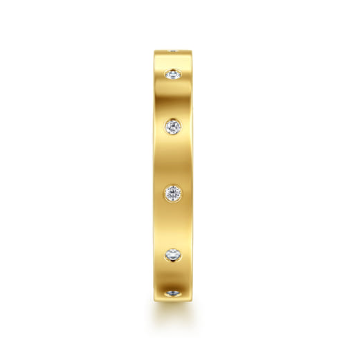 14K Yellow Gold Burnish Diamond Eternity Band (.09 CTW)