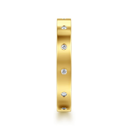 14K Yellow Gold Burnish Diamond Eternity Band (.09 CTW)