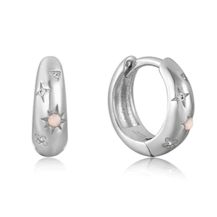 Ania Haie | Silver Starry Kyoto Opal Huggie Hoop Earrings