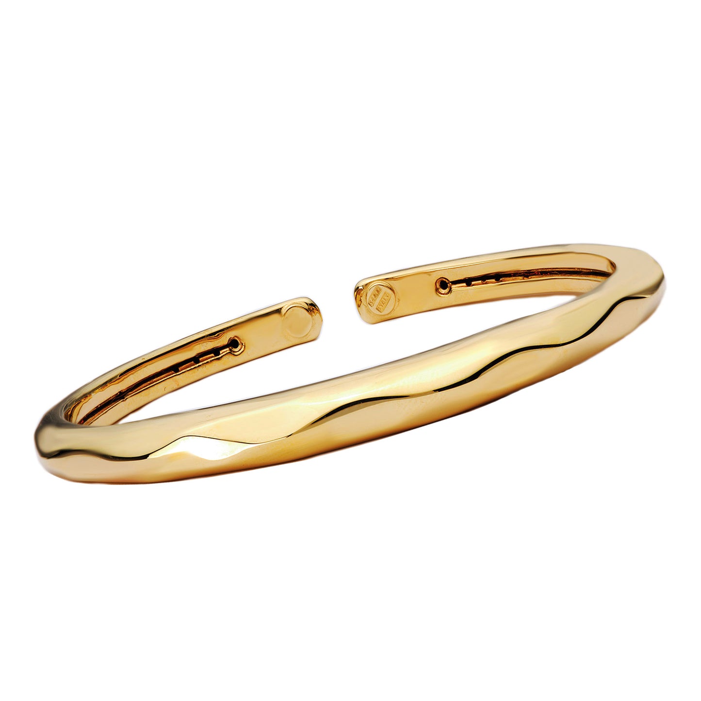 14K Yellow Gold Italian Hollow Flexible Facet Cuff