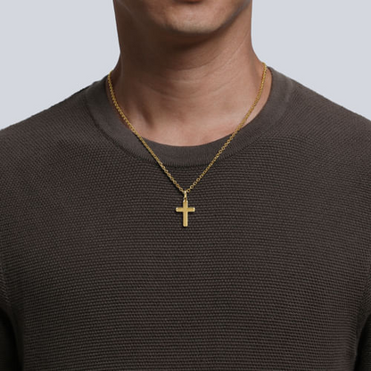 14K Yellow Gold Brushed Finish Cross Pendant