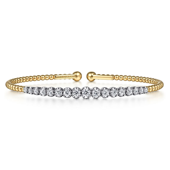 14K White and Yellow Gold Diamond Bujukan Bangle