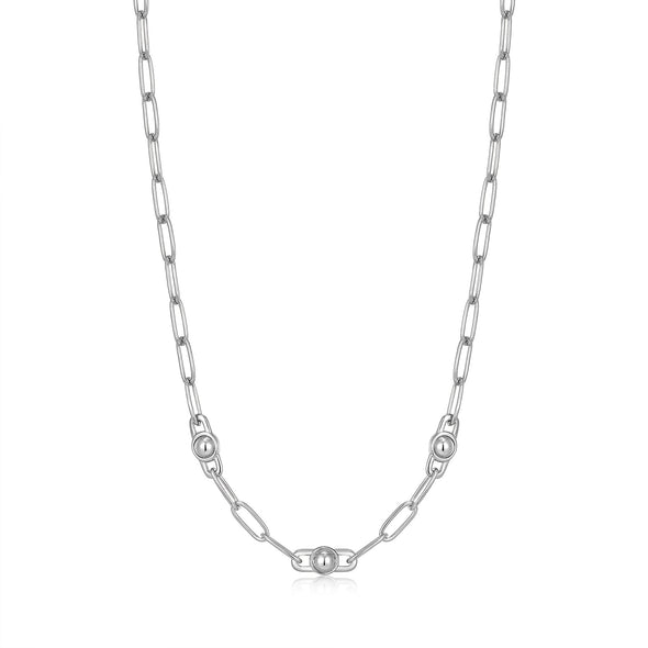 Silver Orb Link Chunky Chain Necklace