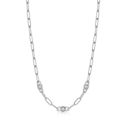 Silver Orb Link Chunky Chain Necklace