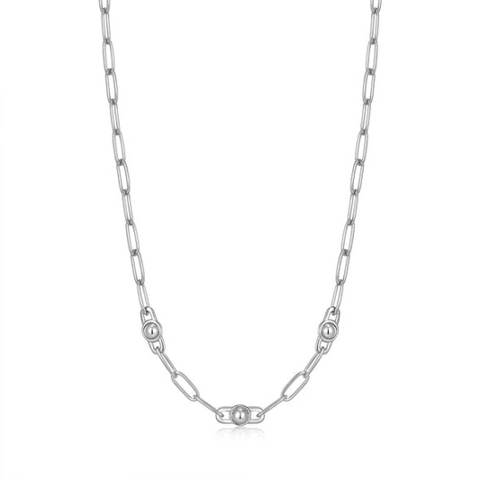 Silver Orb Link Chunky Chain Necklace