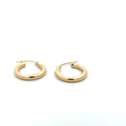 14K Yellow Gold Tube Hoop Earrings