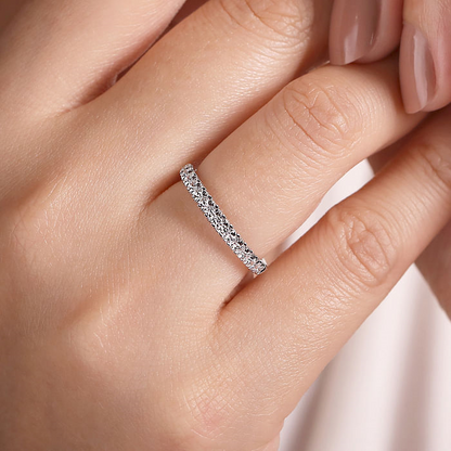 14K White Gold Diamond Stackable Band