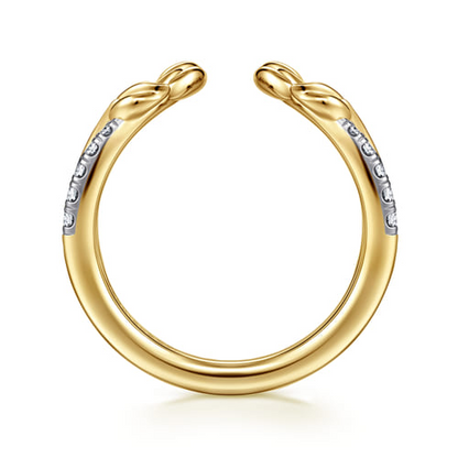 14K Yellow Gold Curved Floral Open Diamond Ring (.15 CTW)