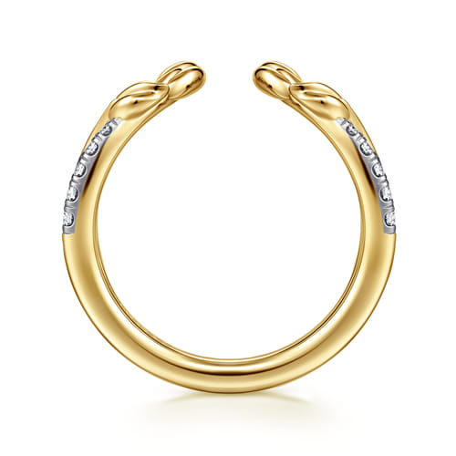 14K Yellow Gold Curved Floral Open Diamond Ring (.15 CTW)