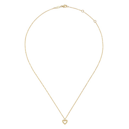 Gabriel & Co | 14K Yellow Gold Bujukan Bead Open Heart Pendant Necklace
