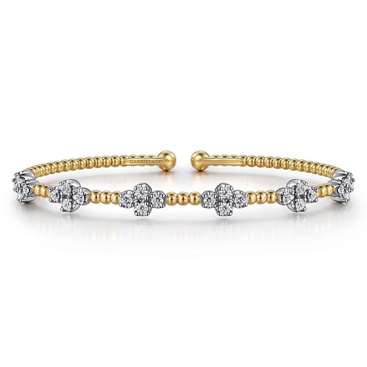 14K White-Yellow Gold Bujukan Diamond Bangle