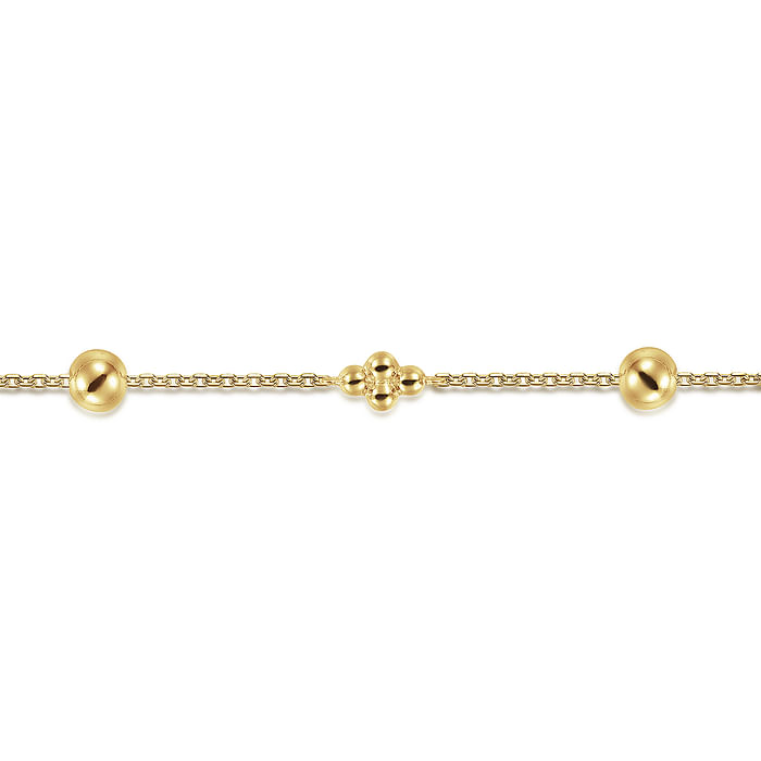 14K Yellow Gold Bujukan Beads Station Bracelet