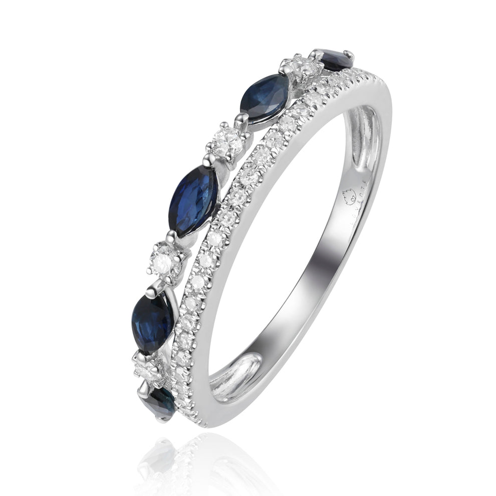 Graceful Twin Sapphire and Diamond Ring