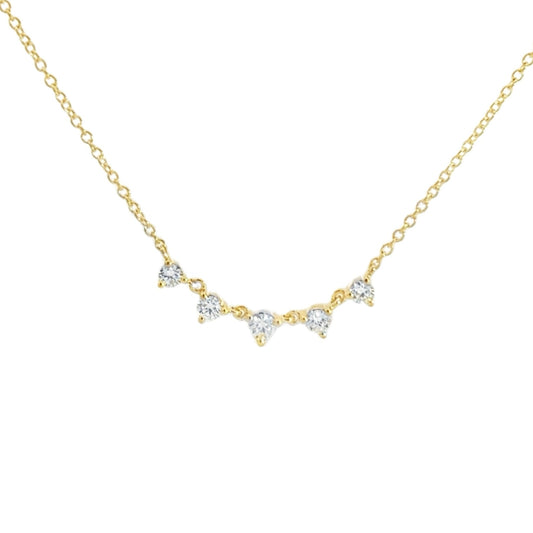 14K Diamond Five Stone Necklace