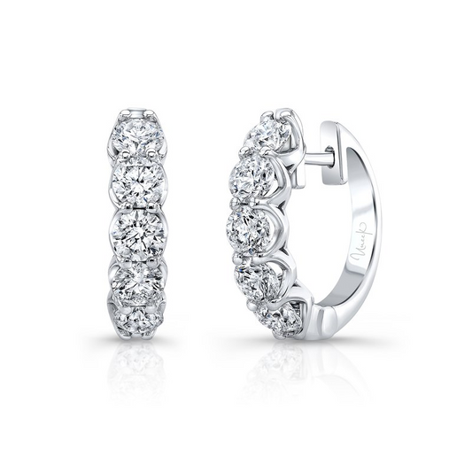 14K White Gold Timeless Collection 1-Row Hoop Earrings